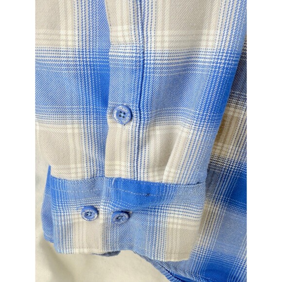 DIXXON The Pierside Flannel Men’s 2XL Blue Plaid Pre-Pleat Pearl Snap - Picture 4 of 10